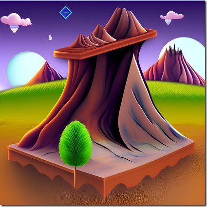 A surrealistic landscape featuring ChatGPT as the main elements.